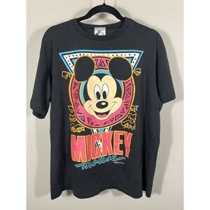 Vintage 80s Disney Mickey Mouse Double Sided Single Stitch USA Made Large (K)